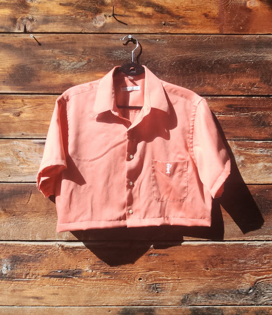 Upcycled Crop Button Up - Pink