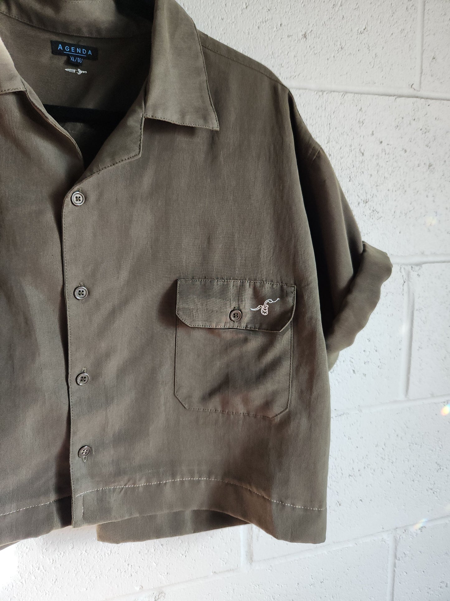 Upcycled Vintage Button Up - Olive