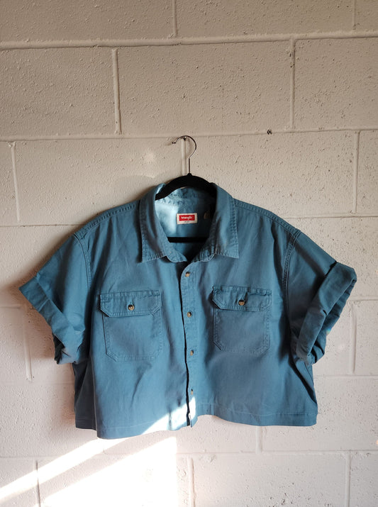 Upcycled Vintage Button Up - Teal
