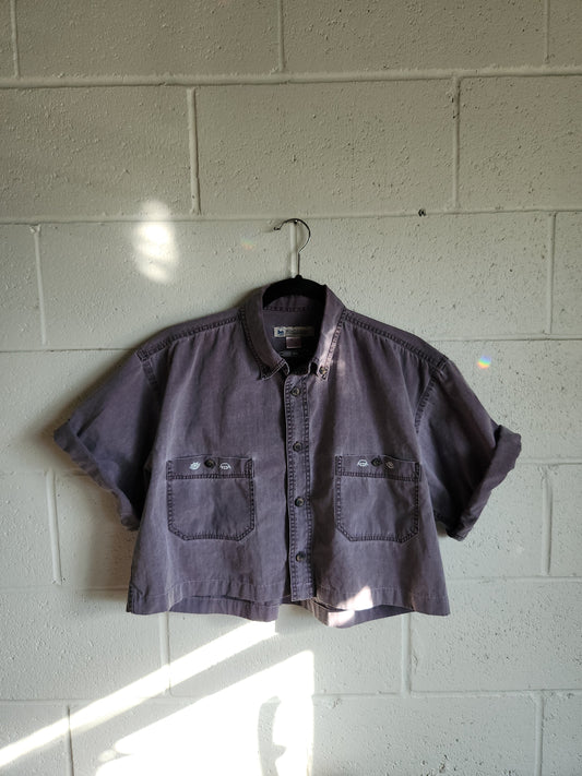 Upcycled Vintage Button Up - Purple